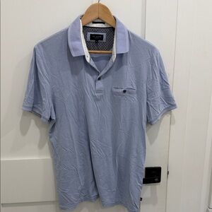 Ted Baker Light Blue Polo Shirt with White Accents London Derry Modern Slim Fit